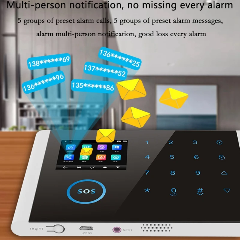 Wi-Fi Gsm беспроводная домашняя бизнес охранная сигнализация Система управления приложением сирена Pir окно датчик дыма дверной звонок связь