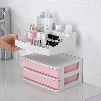 

1pc Makeup Storage Box Container Plastic Cosmetic Drawer Makeup Organizer Desktop Sundry Storage Case A Layer 2 Layers 3 Layers