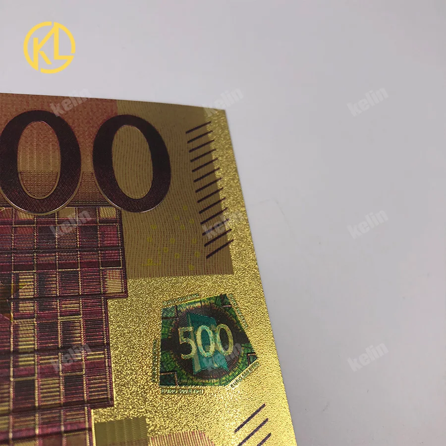 Euro Banknote Ornament Colorful European Banknote 500 Euro in 24K Gold Foil Fake Money 10Pcs/Lot for Gifts