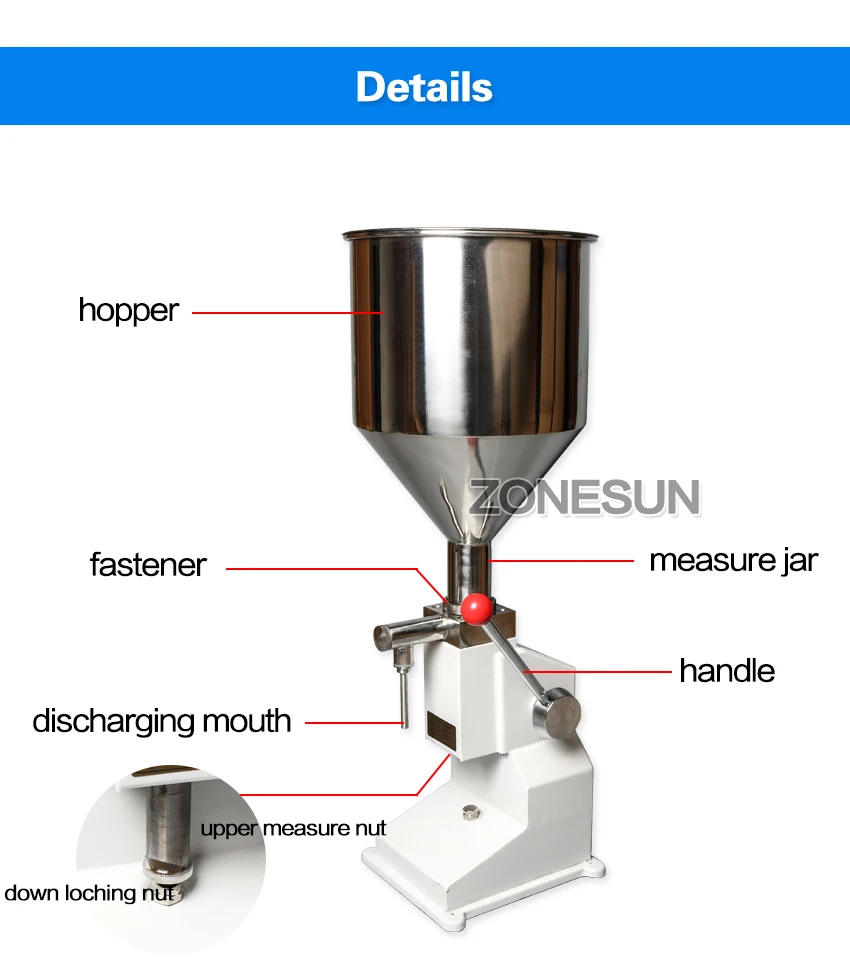 ZONESUN A03 ручное крепление разливочная машина 5-50 мл для крем-шампунь Косметическая Варенье Sausage гель машина для наполнения