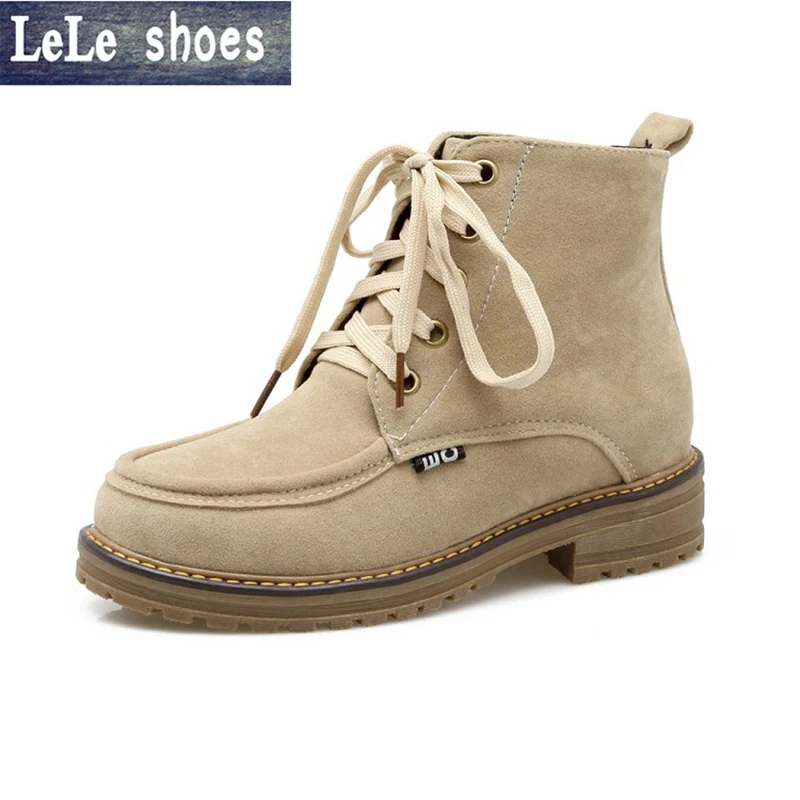 

2016 New Fashion Brand Women Winter Ankle Martin Boots High Quality Leather Plush Fur Warm Big Size Hiking Snow Boot Femme Bota