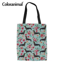 Цветная Милая черная одежда для собак, Цветочная сумка с принтом, сумка для покупок, тканевая сумка, многоразовая складывающаяся тканевая сумка, Женская хлопчатобумажная сумка через плечо