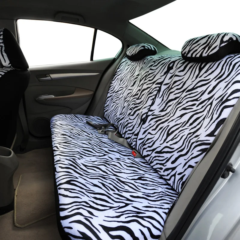 Short Plush White Zebra Seat Covers Set Universal Fit Most Car Seats ... Short Plush White Zebra Seat Covers Set Universal Fit Most Car Seats ...