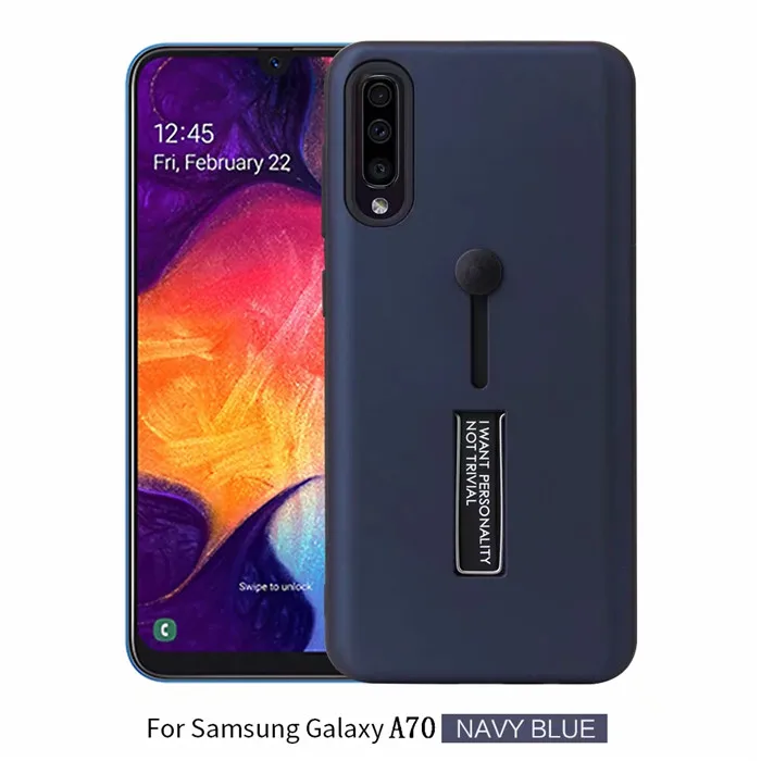 Для samsung Galaxy A50 A60 A70 A80 A90 чехол армированный чехол с подставкой для A10 A20 A20E A30 A40 с подставкой-держателем в виде кольца на заднюю панель - Цвет: Navy