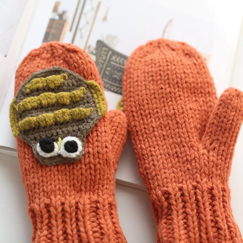 Vimeet перчатки женские зимние теплые, вязаные крючком наручные с нарисованной девочкой, перчатки VM-G401
