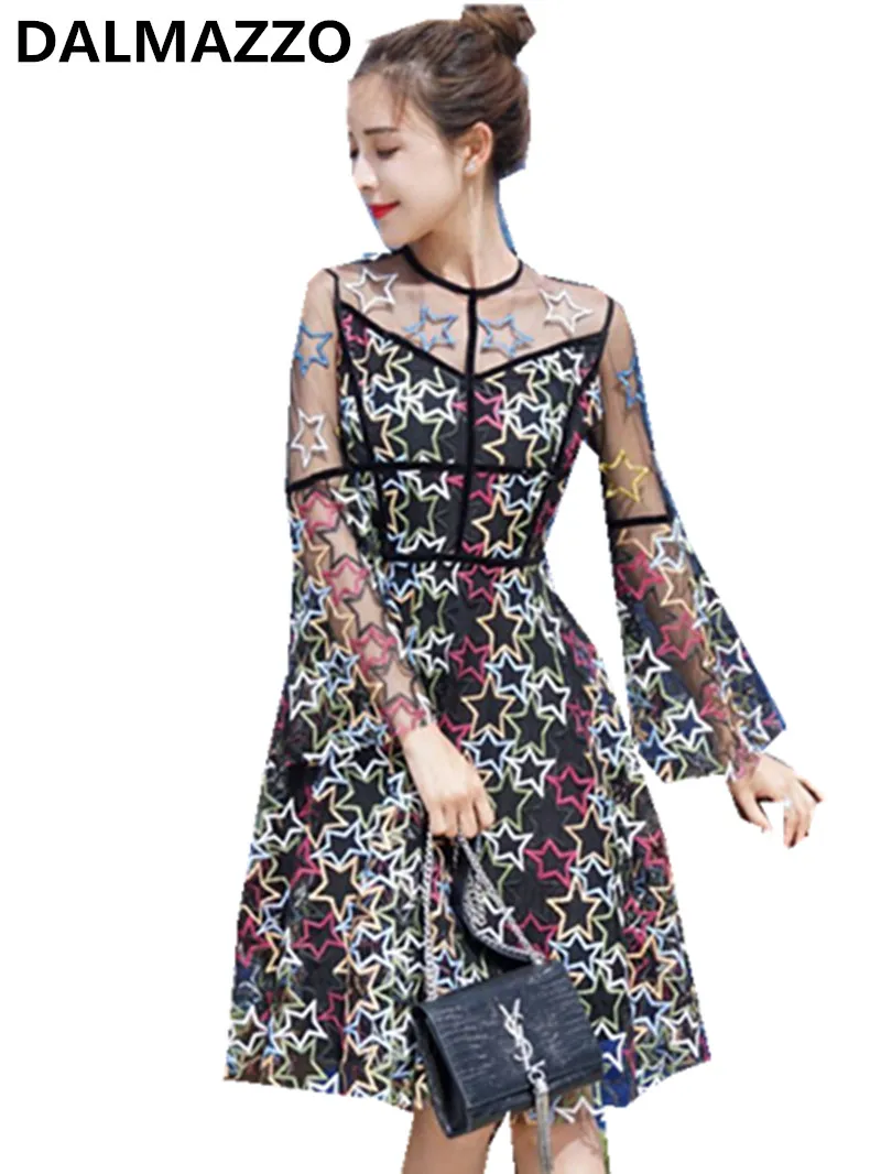 Buy 2018 Newest High end Design Fashion Women Mesh Lace Party Dresses High