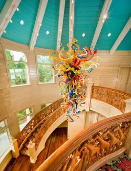 Buy Creative Arts American Country Vintage Colored Glass Large Big Chandelier Restaurant Hotel Home Hanging Pendant Lamp