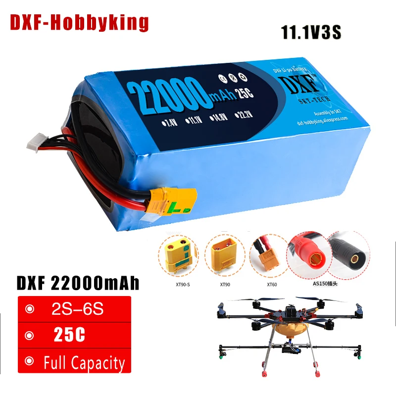 

2017 DXF Good Quality Lipo Battery 11.1V 22000MAH 3S 25C-50C RC AKKU Bateria for Airplane Helicopter Boat FPV Drone UAV