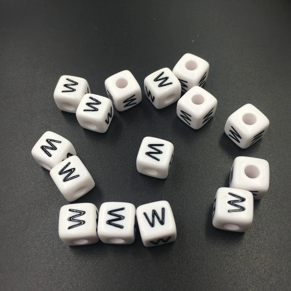 

Free Shipping Single Letter W Printing Initial Name Bracelet Spacer Beads 10*10MM 550PCS/Lot Aphabet Cube Square Acrylic Beads