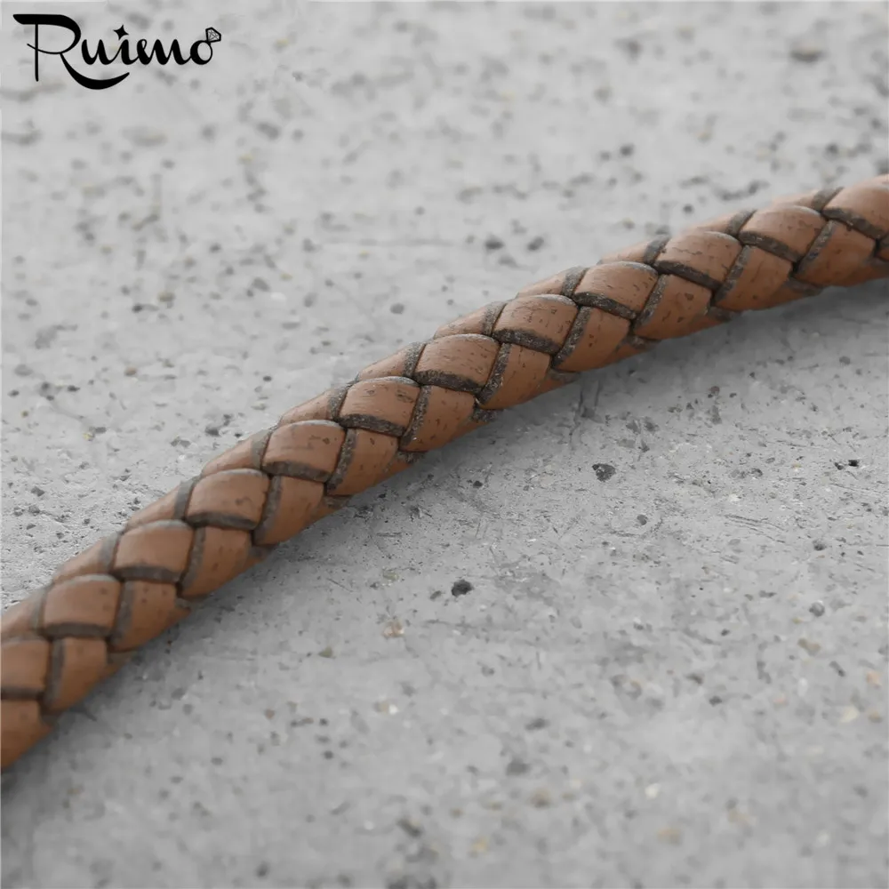 RUIMO 6 мм круглая натуральная Плетеная кожа веревочный шнур для самостоятельного изготовления ювелирных изделий браслет и ожерелье ювелирные изделия-Аксессуары
