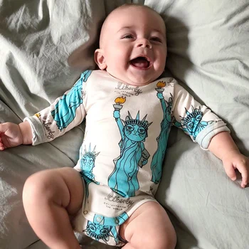 

TinyPeople Statue of Liberty baby Bodysuit Boys Girls Longsleeve Infant dress Cartoon Newborn spring toddler Clothes Overalls
