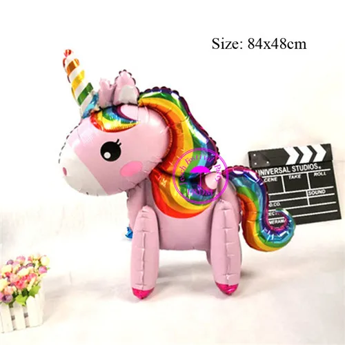 Полиэтилентерифталатное покрытие воздушный шар в форме животного Гелиевый шар украшения день рождения поставки животный форменный Летающий воздушный шар лошадь детские игрушки - Цвет: pink  unicorn