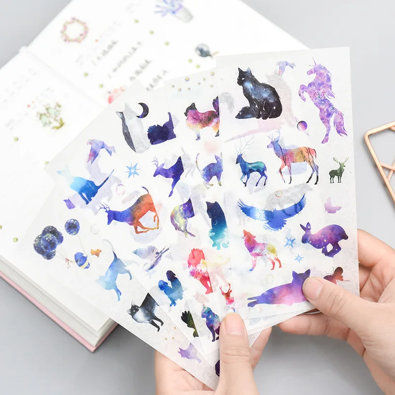 6 Pcspack Potted Plant Magic Animal Flowers Decorative Stickers Scrapbooking Stick Label Diary Stationery Album huismerk kopen in de aanbieding