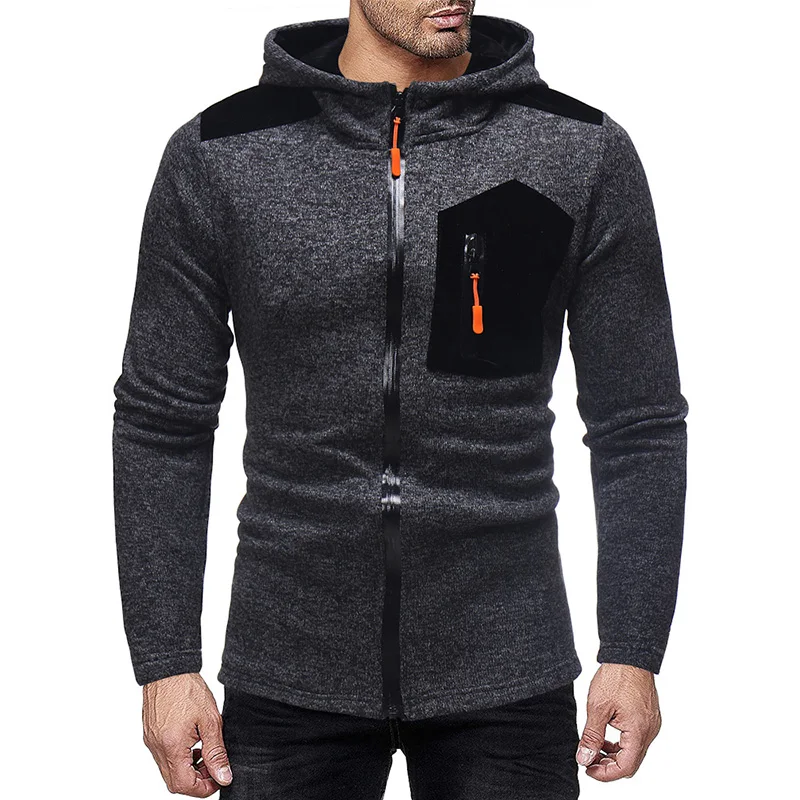 

EU size Men Casual Knitted Hoodie men's Autumn winter patchwork Tops keep warm Jacket Coat slim Hoodies Sweatshirts Moletom