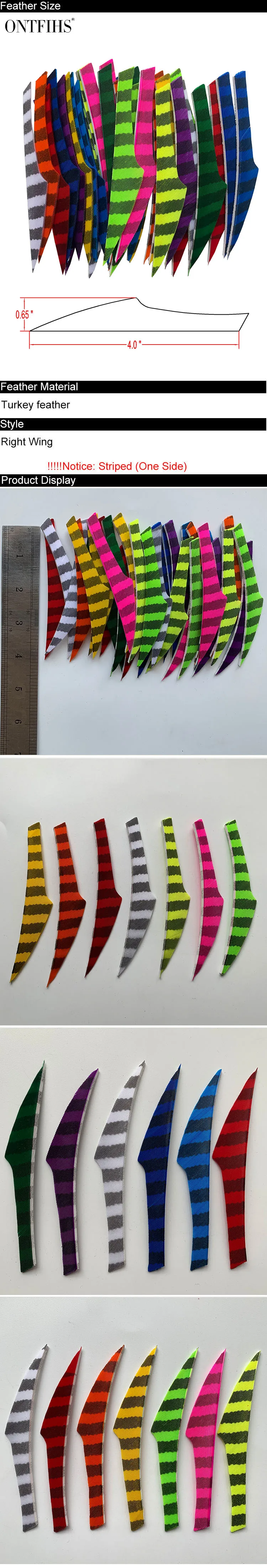 Flexching para Arco e Flecha Ontfihs Listrado um Lado Rei Seta Pena Acessórios Fletches Penas Rw-50 Pçs 4 2 Esporte e Lazer
