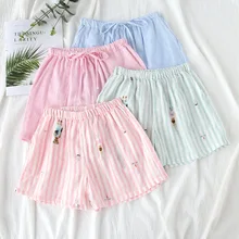 Новое поступление, милые хлопковые летние женские милые штаны для сна с милыми медведями, кроликами, с принтом, натуральный цвет, высокое качество для женщин