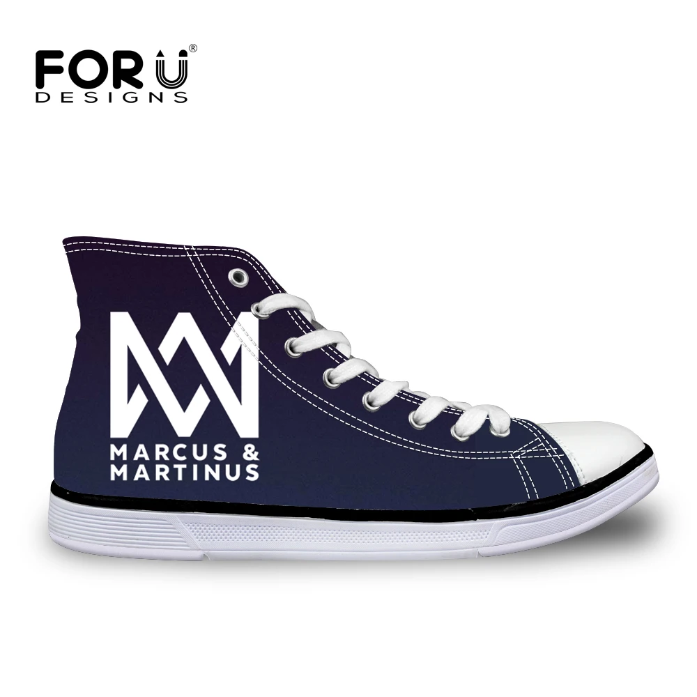 

FORUDESIGNS Marcus And Martinus Printing Man Casual Shoes for Boys High Top Canvas Shoes Teenager Fashion Sneakers Flats Mens