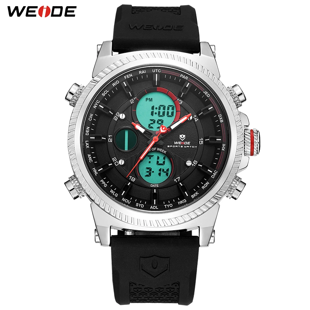 

WEIDE Mens Sports Quartz Digital Auto Date Chronograph Alarm Back Light Luxury Band Strap Wristwatches zegarki relogio masculino