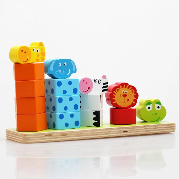 

Cartoon Animal Blocks Stacker Wooden Counting Stacker Baby Kids Children Montessori Educational Toy Gift Drop Shipping