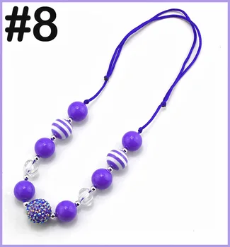 

free shipping 12pcs Adjusted Rope Baby Kid Chunky Necklace Fashion Toddlers Girls Bubblegum Bead Chunky Necklace Jewelry Gift