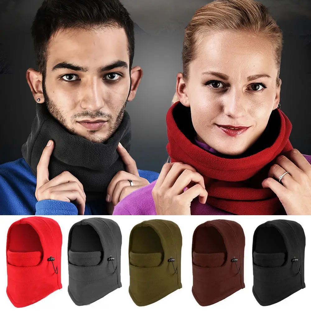 

Winter Thermal Fleece Balaclava Hat Hooded Neck Sports Face Mask for Men Women Ski Bike Motorcycle Helmet Beanies Masked Cap