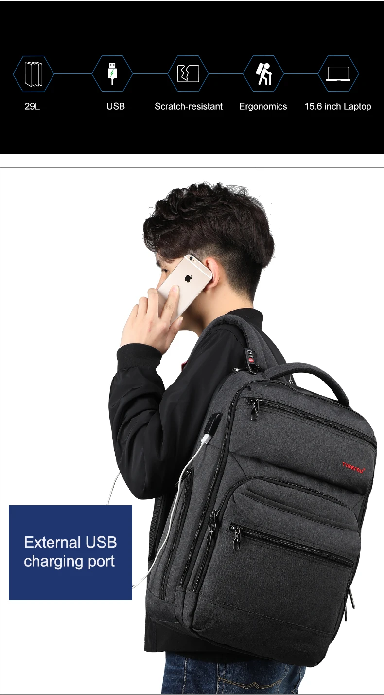 Tigernu marca 29l anti roubo dos homens