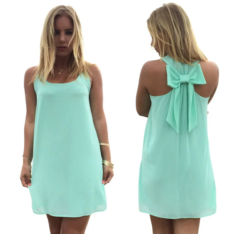 

Sexy Back Bow Cocktail Dinner Chiffon Dress Women's Vacation Travel Dress