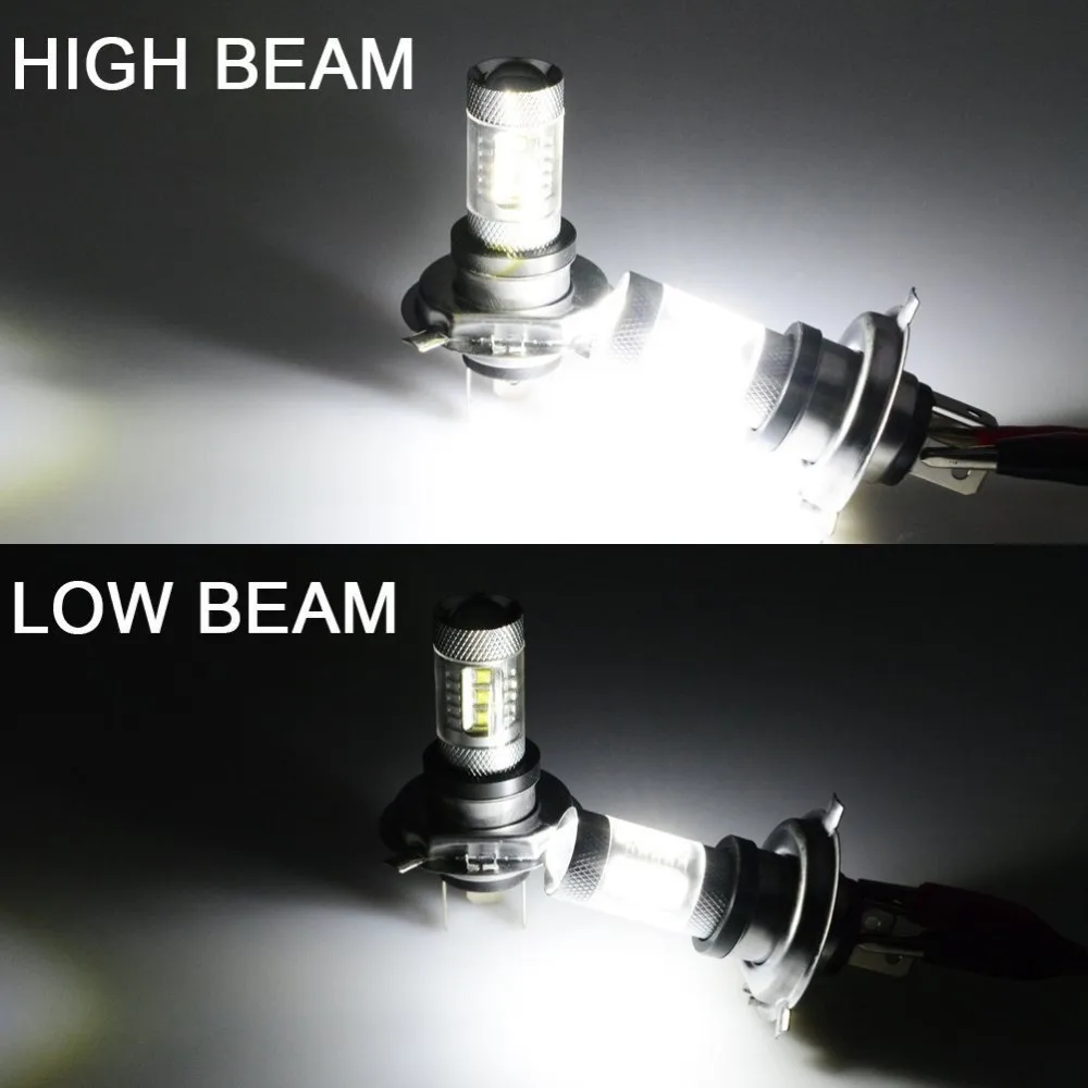 Сделка! 2 шт. H4 кри чипсы супер белая Canbus ОШИБОК светодиодный 16 SMD 80 Вт светодиодный проектор объектива Противотуманные/ DRL Лампочки пара