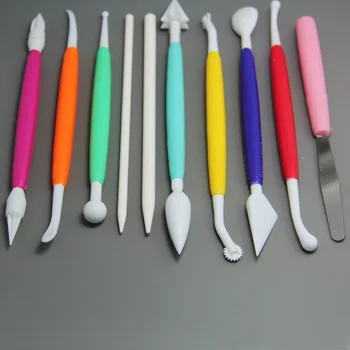 

(6set/lot)Free Shipping FDA High Quality Plastic 9pcs Cake Decorating Fondant Modeling Tools set