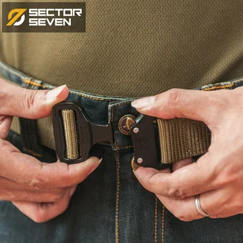 Sector Seven Rapid Release Belt Men's Tactical Heavy Duty Nylon Knitted Belt Military Combat Waist Belt EDC military web belt 1 5 inch rapid release gun belt tactical nylon duty belt with buckle multifunctional gear outdoor equipment
