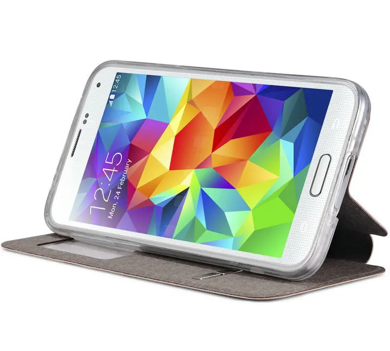 Кожаный чехол книжка TANZ с окошком для просмотра Samsung Galaxy S5 S3 S4 G530 функцией