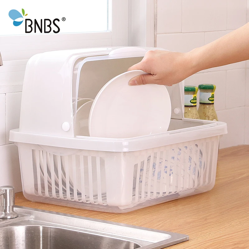 

BNBS Kitchen Dinnerware Organizer Container Plate Cup Utensil Storage Box Draining Holder Sink Dish Bowl Drip Shelf