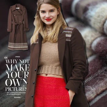 

Free shipping! Striped wool linen fabric autumn and winter jacket clothing DIY linen fabric wholesale high quality wool cloth