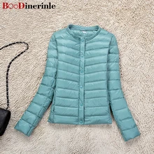 Boodinerinle женщин белая утка вниз 90% Круглый воротник удобный пуховая куртка теплая зима потайной карман Ультралегкая пуховая куртка женский пуховик куртка женская YR023