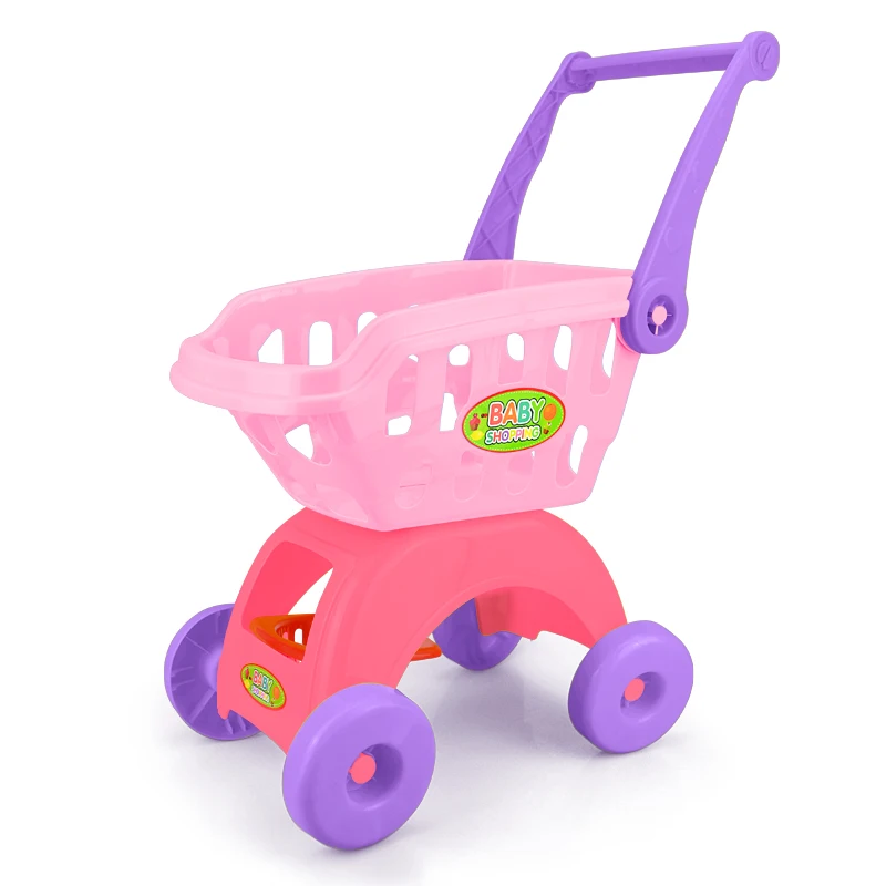 7-30 шт детский супермаркет покупки продуктов тележки игрушечные тележки для девочек кухня игровой дом Моделирование фрукты ролевые детские игрушки - Цвет: Pink shopping cart