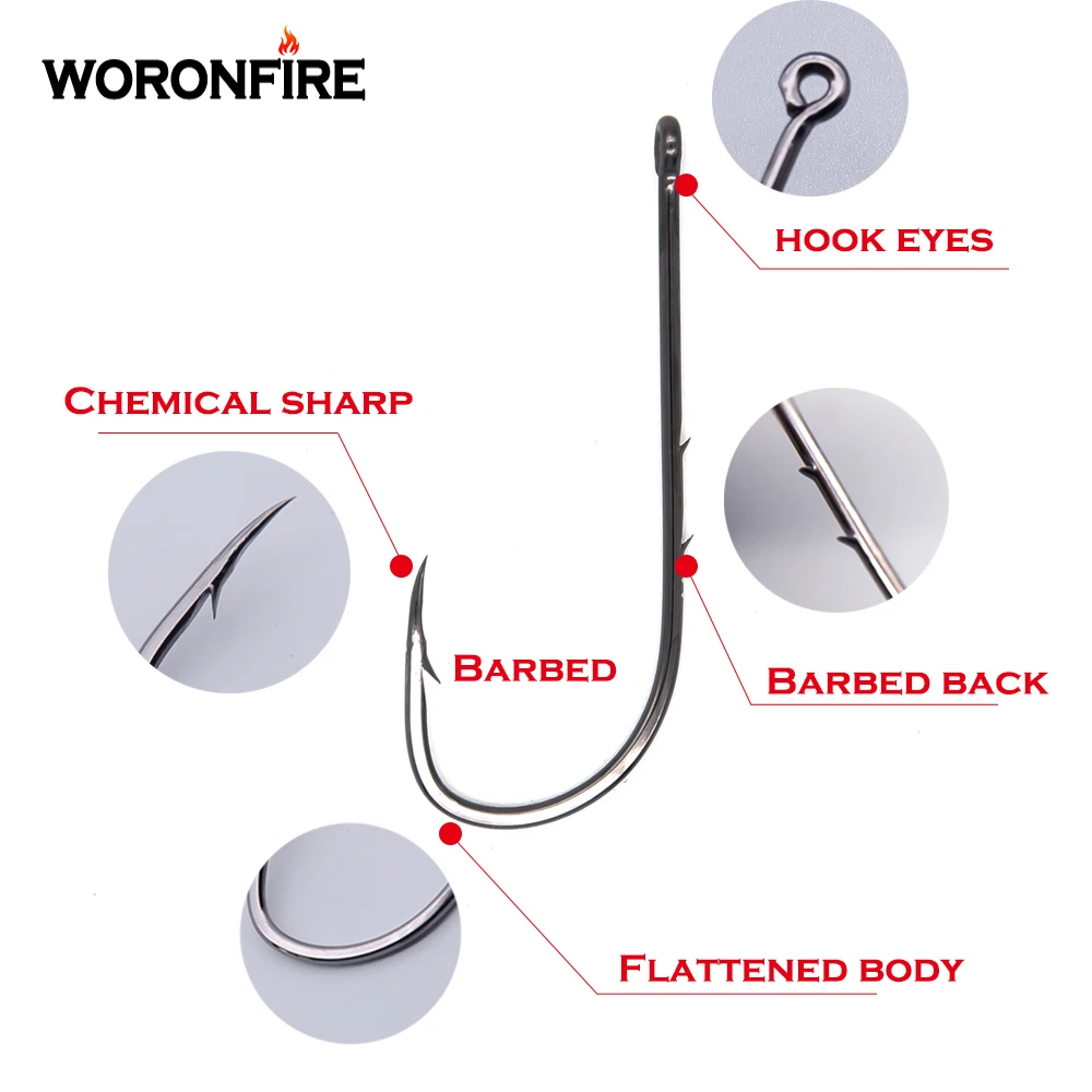 Удлиненное Крючки для рыбалки 50 шт./пакет 1#-6/0# с высоким содержанием углерода Сталь Sharp Колючая смещение узкие крюк приманки рыболовные снасти аксессуары