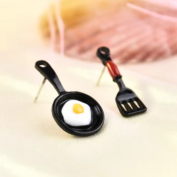 

New Funny Asymmetric 2019 Earrings Enamel Fried Egg Earrings For Women Jewelry oorbellen Drop Dangle Earrings
