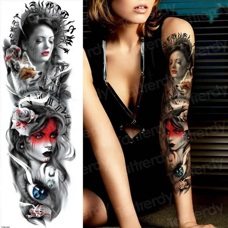 men temporary tattoo full arm sleeve temporary lion tattoos large king tattoo long sleeve sexy fake tatoo boys waterproof black