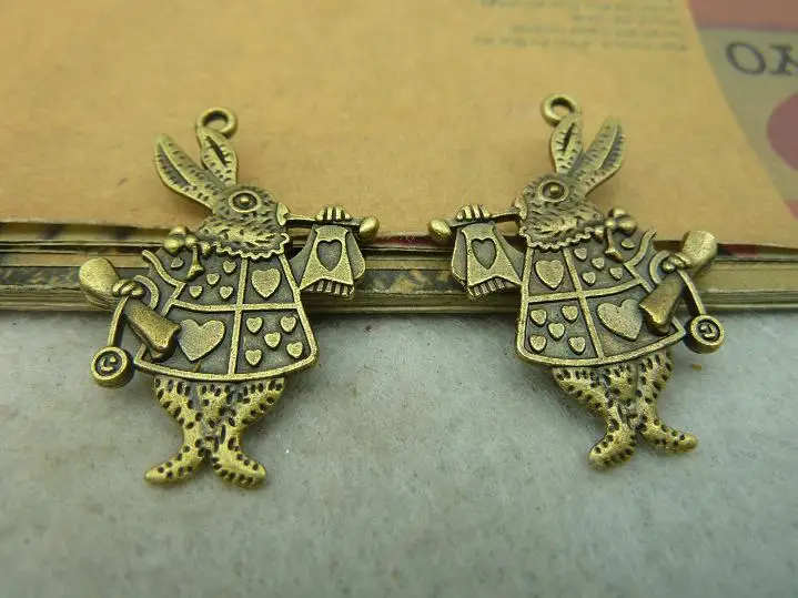 

20Pcs Antique Bronze Alice Rabbit Charm DIY Jewelry Making
