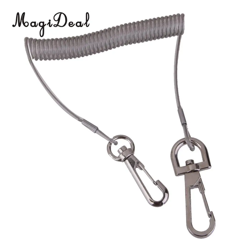 MagiDeal Lightweight Retractable Coiled Fishing Lanyard Steel Wire Pier Rope Tool for Rowing Boat Fishing Diving Water Sports