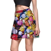 Colorful Christmas eggs Women Sexy Pleated Skirts Tennis Bowling Bust Shorts Skirt Girls Female Fitness Sports