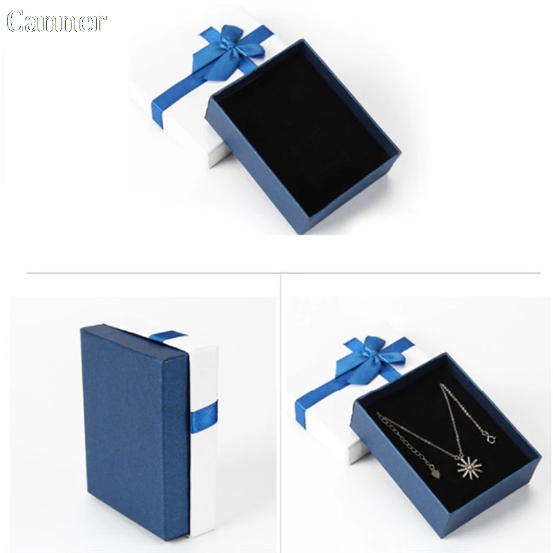

Jewelry Sets Display Box Cardboard Necklace Earrings Ring Box 5*5 and 7*9 Packaging Gift Box with Sponge & Satin Ribbon