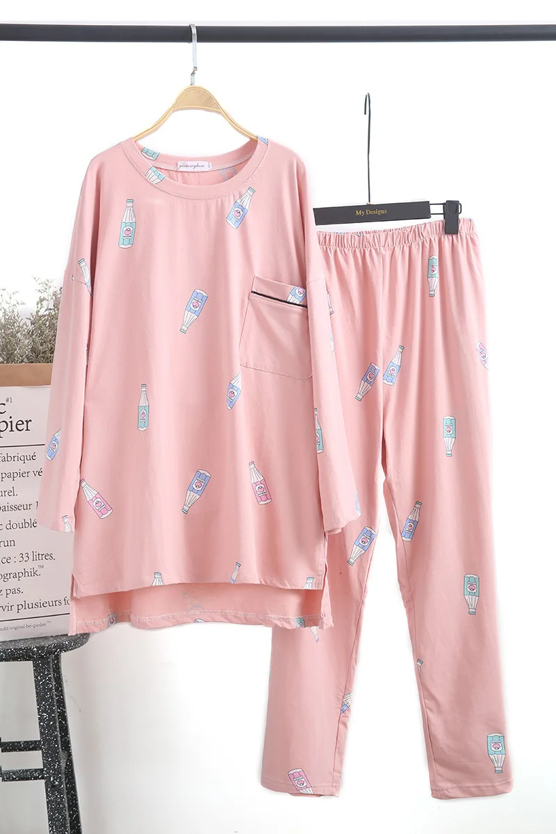 JRMISSLI 5XL для женщин пижамный комплект хлопок мультфильм Ночное Пижама O Ночная Пижама с горловиной женский костюм плюс размеры комплект из двух предметов