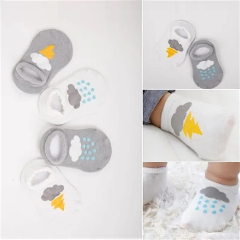 

2Pairs/lot Spring summer lightning cloud Asymmetry baby Short Socks Child Skid cotton Socks Boy girl Casual Socks free shipping