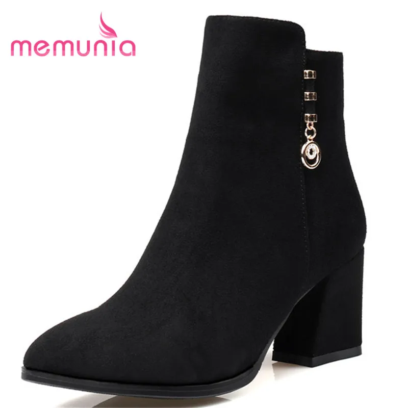 

MEMUNIA 2020 new ankle boots for women sexy high heels fashion boots elegant metal decoration winter boots big size 32-43