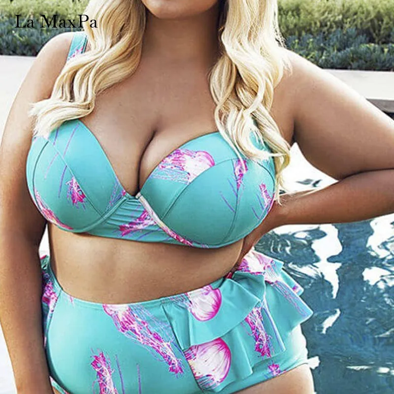 

La MaxPa bikini 2018 swimwear women plus size swimsuit female push up two piece bathing suit large size high waist swimsuit girl