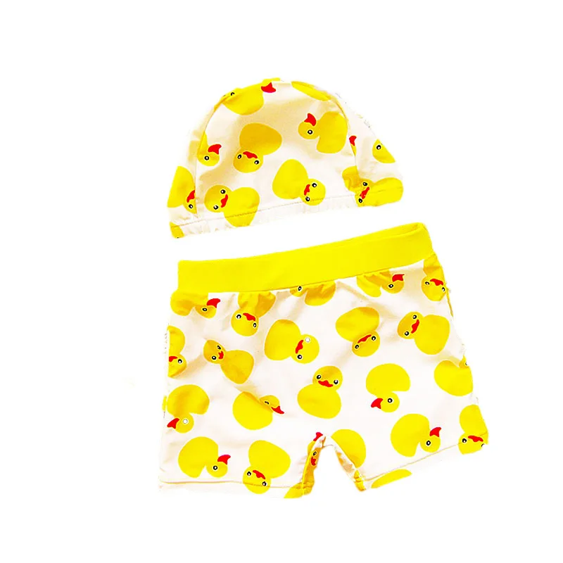 Купальник Для маленьких мальчиков купальник детей плавание Мужские шорты для купания размеры 34–43 Купальники+ шляпа в одном комплекте костюмы одежда для малышей летние пляжные купальники - Цвет: yelloow