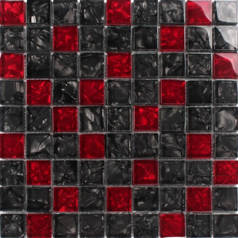 

Black Red Crystal Glass Mosaic for bathroom shower tiles wall mosaic kitchen backsplash free shipping,11PCS