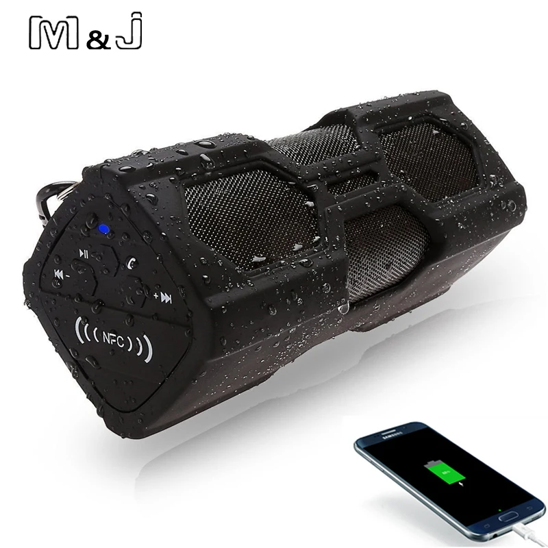 melhor M J NFC Speaker Portátil À Prova D Água Sem Fio Bluetooth Speaker Soundbar Construído em Banco de Potência Da Bateria Suporte Para Telefone PC