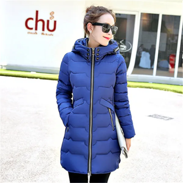 Зимняя куртка женская хлопковая парка пальто Новая мода с Капюшоном Длинная Верхняя одежда приталенного размера плюс 6XL 7XL Женская Стеганая куртка Z110 - Цвет: Jean Blue